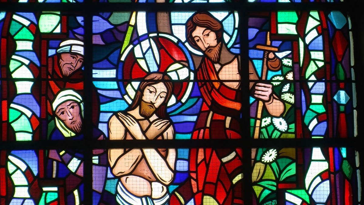 stained glass windows france jesus church catholic baptism